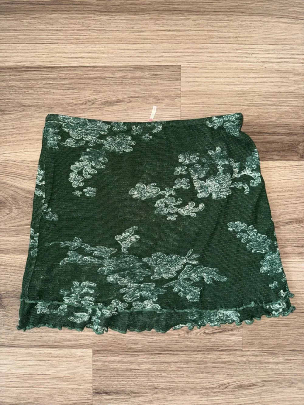 Green Floral Knit Mini Skirt - free people